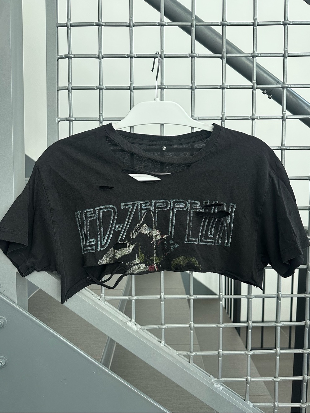 Vintage Led Zeppelin Distressed Cropped T-Shirt Size S